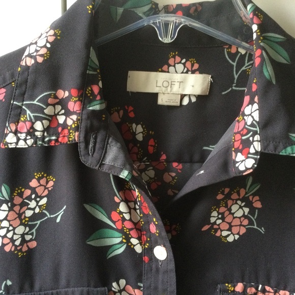LOFT Silky Floral Button Up Blouse - Picture 2 of 6